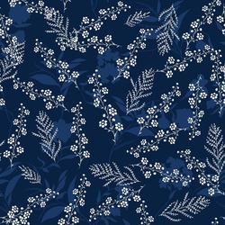 seamless flower pattern on navy background