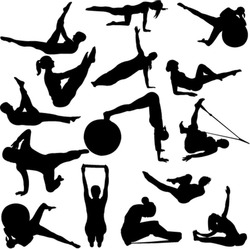 pilates women silhouettes - vector