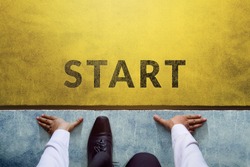 Start background, Top view of Businessman on Start line, Business Challenge or do something new