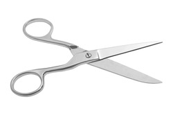 Very sharp retro professional tailor scissors, isolated on white background