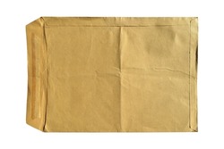 Brown and beige cardboard paper mail envelope on a white background. Can be used in company correspondence