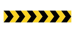 Arrow road yellow sign. Warning striped arrow. Safety type. Construction border. Isolated on white background. Vector  illustration