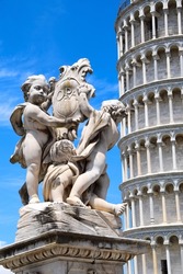 Leaning tower of Pisa with angels, Italy