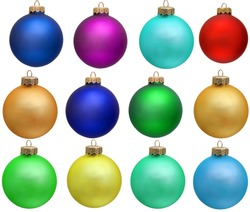 collection of colored christmas ball  new year ornament . Isolated over white.