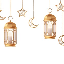Ramadan lantern symbols hanging and wonderful decoration