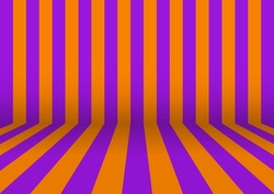 Abstract stripe background. Halloween wall design. Striped room in orange and purple. Vector illustration.