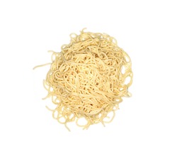 Boiled spaghetti on white background. Spaghetti - Plain Italian spaghetti pasta background. 