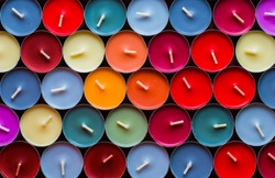 Decorative Colored Tea Candles, Various Colors, Top View