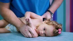 An occupation with baby with cerebral palsy. Physiotherapy