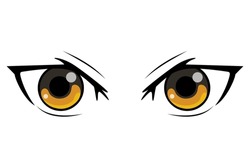 cute cartoon eyes Collection of cartoon eyes with a variety of emotions Japanese faces of male and female characters. Cartoon eyes. For shirt screen work. Vector illustration on a white background.