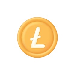 3D Litecoin cryptocurrency illustration. LTC icon. Finance, global digital money. Buy or sell currency online. Cryptocurrency transaction. Online banking. Modern vector in 3d style.
