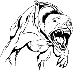 Aggressive dog shows dangerous teeth - Angry beast dog attacks vector illustration