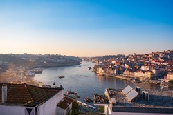 Beautiful Viewpoint from Miradouro da Rua das Aldas to downtown Porto, with the historical buildings, Porto, Portugal