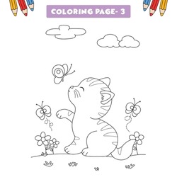 Most cute cat coloring pages for kids