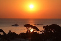 Sunset, Ocean, Cote d'Azur, Boat, Evening, Goldenhour