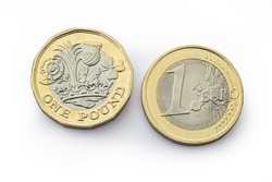 Similar coins for the monetary units of Britain and Europe