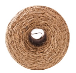 Roll of twine cord on white background