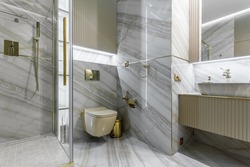 Luxury bathroom interior with Marble tile wall
