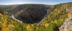 Autumn Colors in Gardner River Canyon Valley Panorama Background HD Wallpaper Nature Mountains Ancient Hill River Beauty In Nature