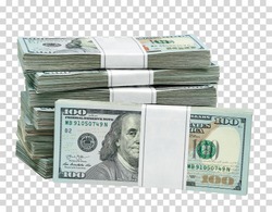 New design US 100 American dollar bundles on isolated  background. Including clipping path	