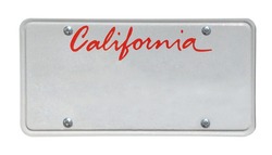 Blank California license plate isolated on white background
