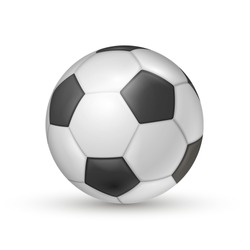 Soccer ball icon, football game sport for competition. Professional player object. Vector realistic illustration isolated on white background.