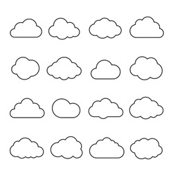Clouds line art icon. Storage solution element, databases, networking, software image, cloud and meteorology concept. Vector line art illustration isolated on white background