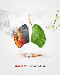 Concept of world no tobacco day.Smoking kills cancer, 