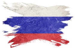 Grunge Russia flag. Russian flag with grunge texture. Brush stroke.