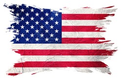 Grunge USA flag. American flag with grunge texture. Brush stroke.