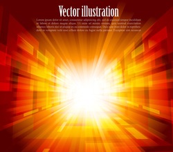 Bright background with rays in orange color