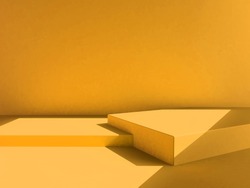 yellow background, yellow backdrop, scene, yellow color mood tone. 3d rendering wallpaper studio set