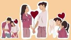 in love cute romance couple cartoon 