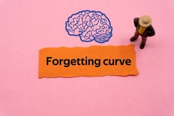 Forgetting curve.The word is written on a slip of colored paper. Psychological terms, psychologic words, Spiritual terminology. psychiatric research. Mental Health Buzzwords.