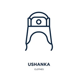 ushanka icon from clothes collection. Thin linear ushanka, hat, russian outline icon isolated on white background. Line vector ushanka sign, symbol for web and mobile