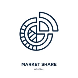 market share icon from general collection. Thin linear market share, share, business outline icon isolated on white background. Line vector market share sign, symbol for web and mobile