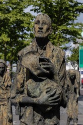 Dublin, County Dublin, 11th of June 2022: The great famine bronze sculpture,  Custom House Quay, Dublin, Ireland