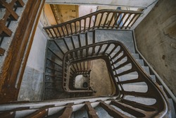 Old staircase of an abandoned house