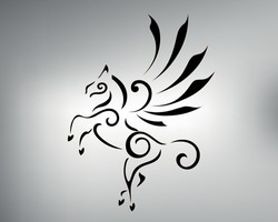 sketch of tribal tattoo pegasus. vector drawing horse with wings. pegasus logo