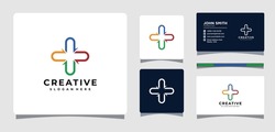 Medical Cross Arrow Logo Template With Business Card Design Inspiration