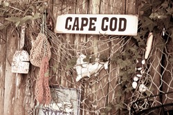 Cape Cod Fence With Shells  Vintage Tone--Retro Look