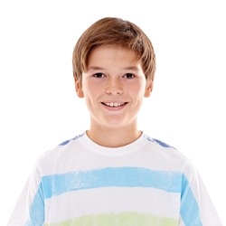 Full of possiblities. Portrait of a happy and confident young boy isolated on white.