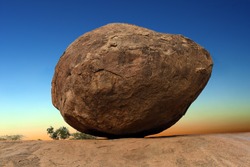 Krishna's butterball, the giant natural balancing rock in Mahabalipuram, Tamil Nadu, India