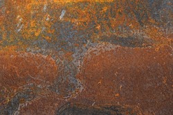 Close up grunge brown abstract uneven background texture of vintage weathered corroded rusty metal uneven surface with stains