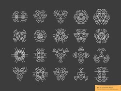 Set of minimal  geometric monochrome shapes. Trendy hipster icons and logotypes. Religion, philosophy, spirituality, occultism symbols collection. Business signs, labels, badges, frames and borders