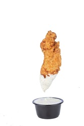 boneless chicken dip ranch sauce white background