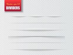 Dividers isolated on transparent background. Shadow dividers. Vector illustration