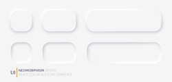 White buttons in Neomorphism design style. Vector illustration EPS 10	