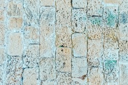 Horizontal Photo of Old Blue Brick or Stone Wall. Texture of an Aged Rough Brickwall