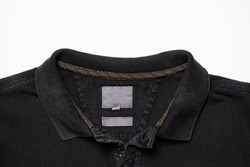 Black shirt collar with button. High quality photo